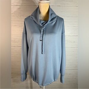 Jones New York Sport Light Blue Cowl Neck Pull Over EUC
